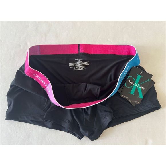 Calvin Klein NB3513 Men Sz L Black Pride This Is Love Microfiber Low-Rise Trunk - Picture 5 of 6
